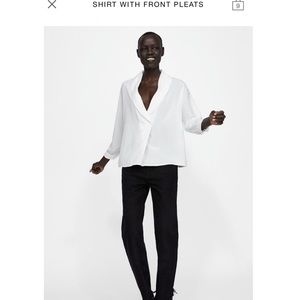 Zara White Flowy Shirt with pleats